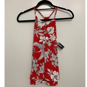 Express red and white floral cinched tank top